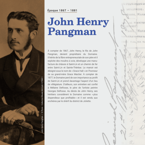 Page du livre Le Domaine seigneurial de Mascouche concernant John Henry Pangman.